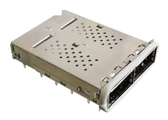 QSFP14 συνδετήρας 2 λιμένας 1x2 Ganged 40G Ethernet κλουβιών SFP που εφαρμόζεται με το στόλισμα της EMI